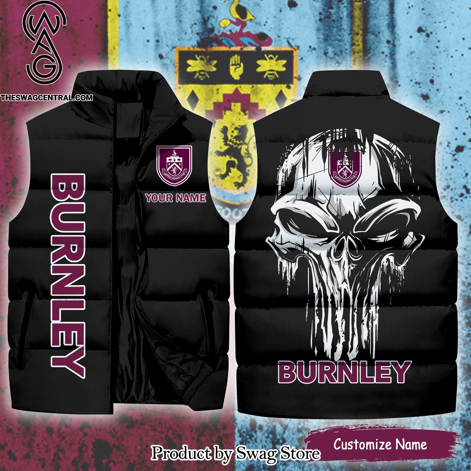 english premier league burnley skull unisex sleeveless jacket 1 oV7ef