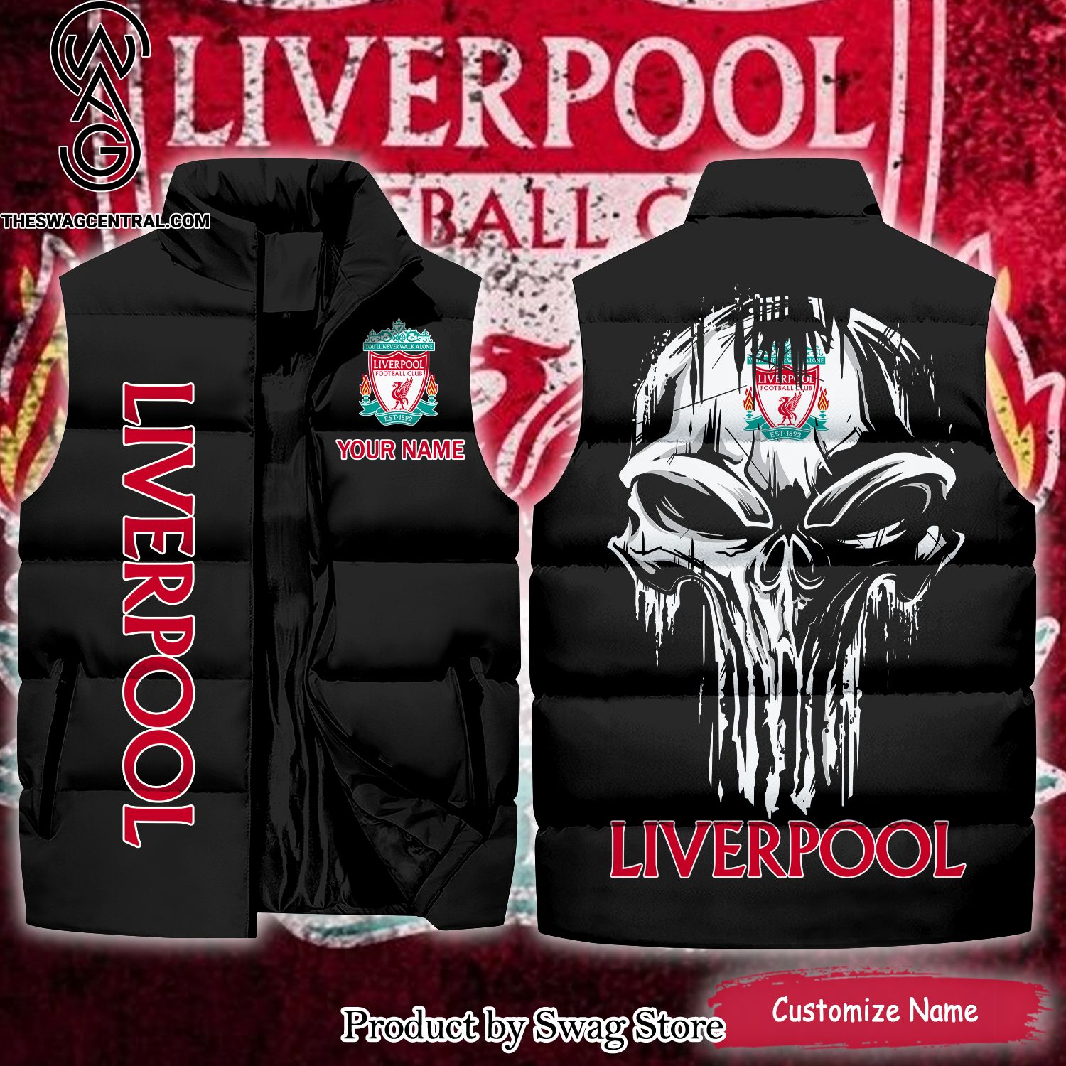 english premier league liverpool skull name unisex sleeveless jacket 1 Ev7zz