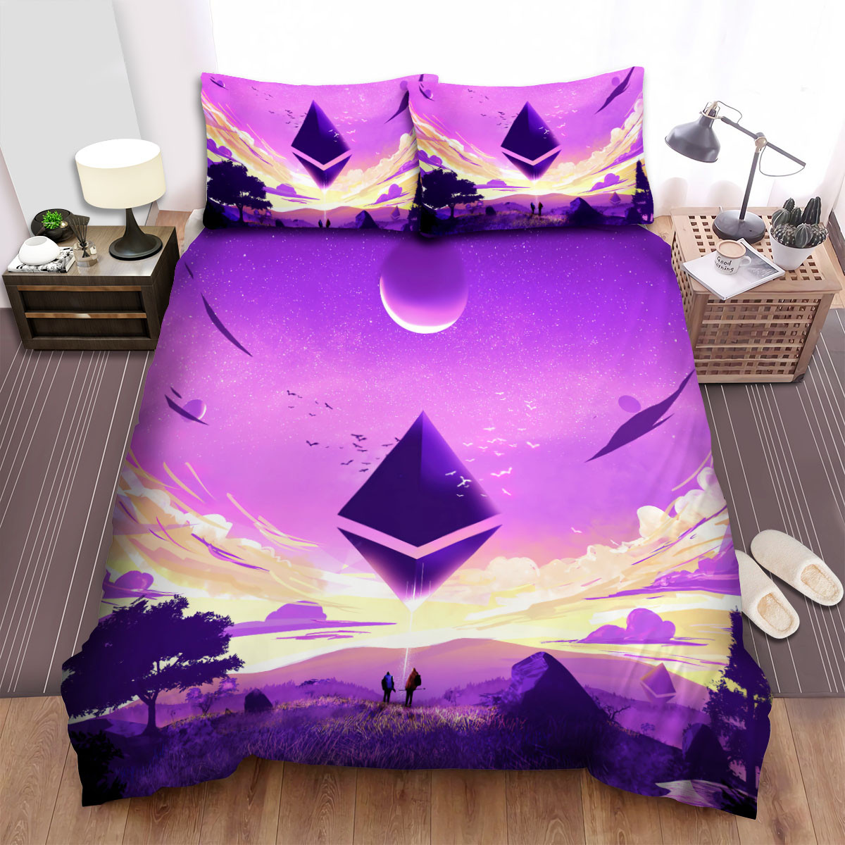 ethereum in purple sky artwork duvet cover bedroom sets comfortable bedding sets yxmsl