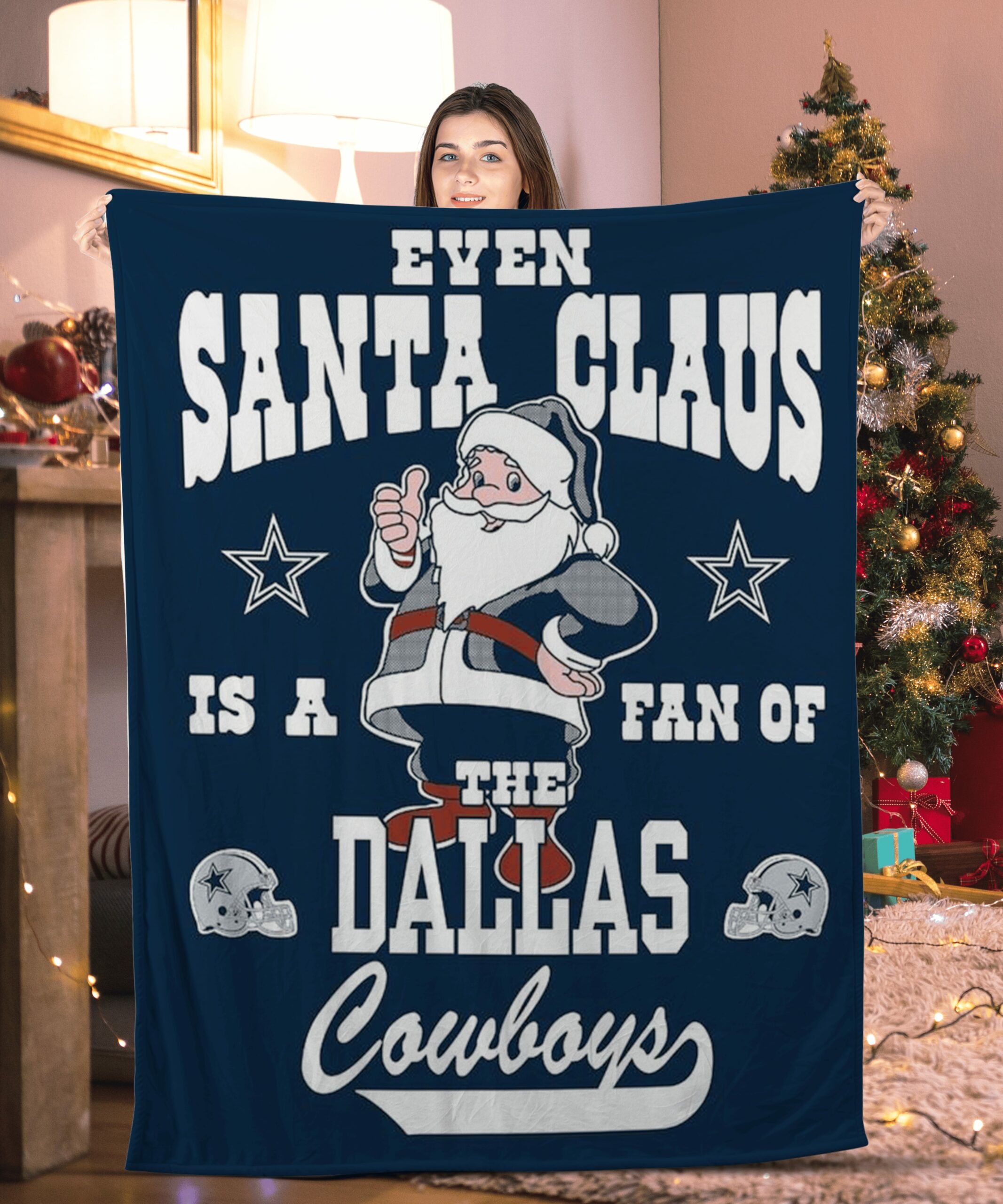 even santa claus is a fan of the dallas cowboys blanket gatdl