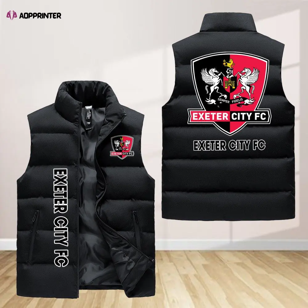 exeter city sleeveless puffer jacket custom for fans gifts