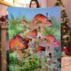 fairy mushroom village mushroom blanket 2kxyj