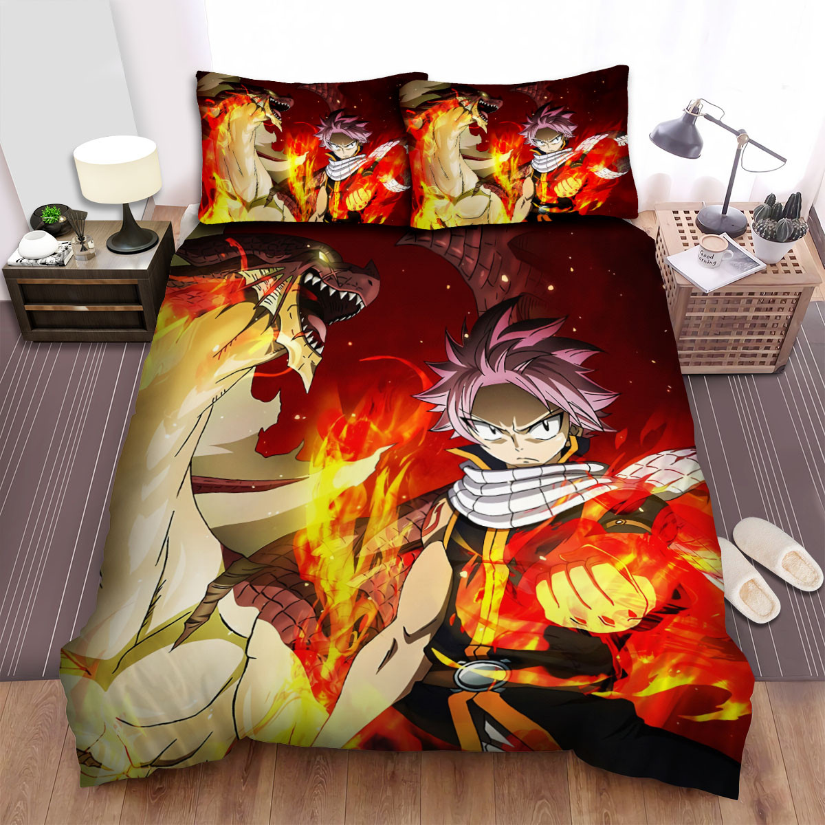 fairy tail natsu and the dragon in flame duvet cover bedroom sets comfortable bedding sets evkgo