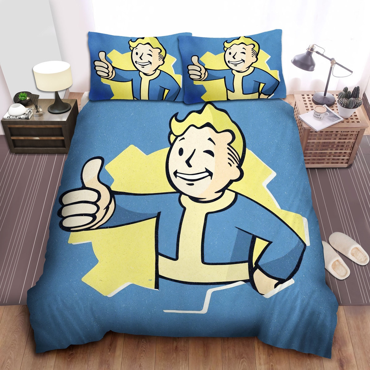 fallout vector of the vault boy duvet cover bedroom sets comfortable bedding sets wleuo