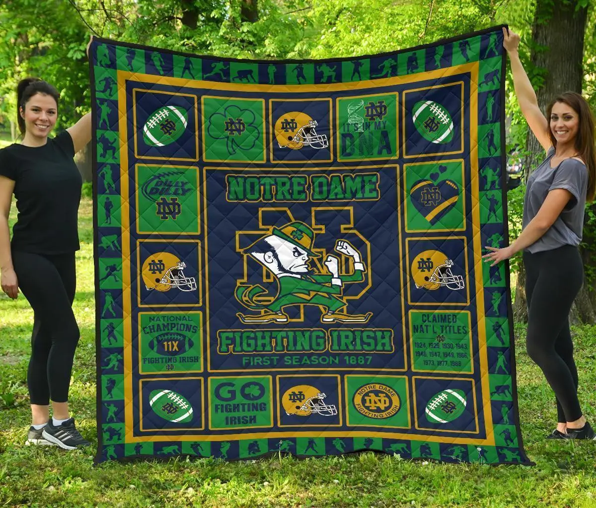 fan notre dame fighting irish quilt blanket amazing gift idea sbyta