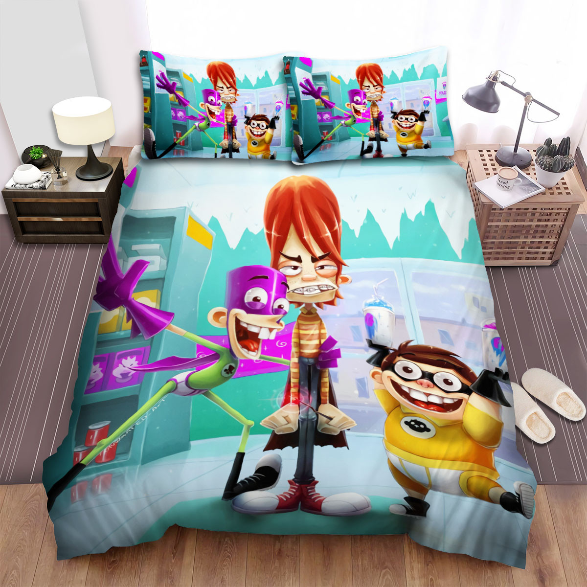 fanboy chum chum shopping with kyle bed sheets spread duvet cover bedding sets 1m6un