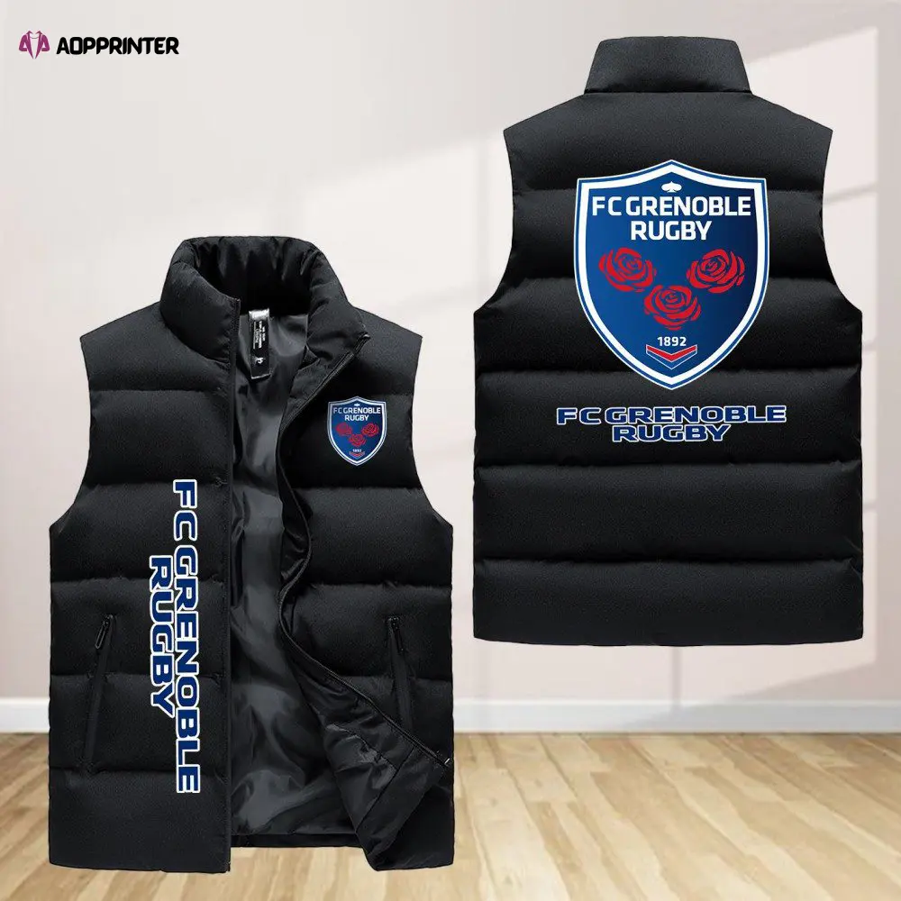 fc grenoble rugby sleeveless puffer jacket custom for fans gifts
