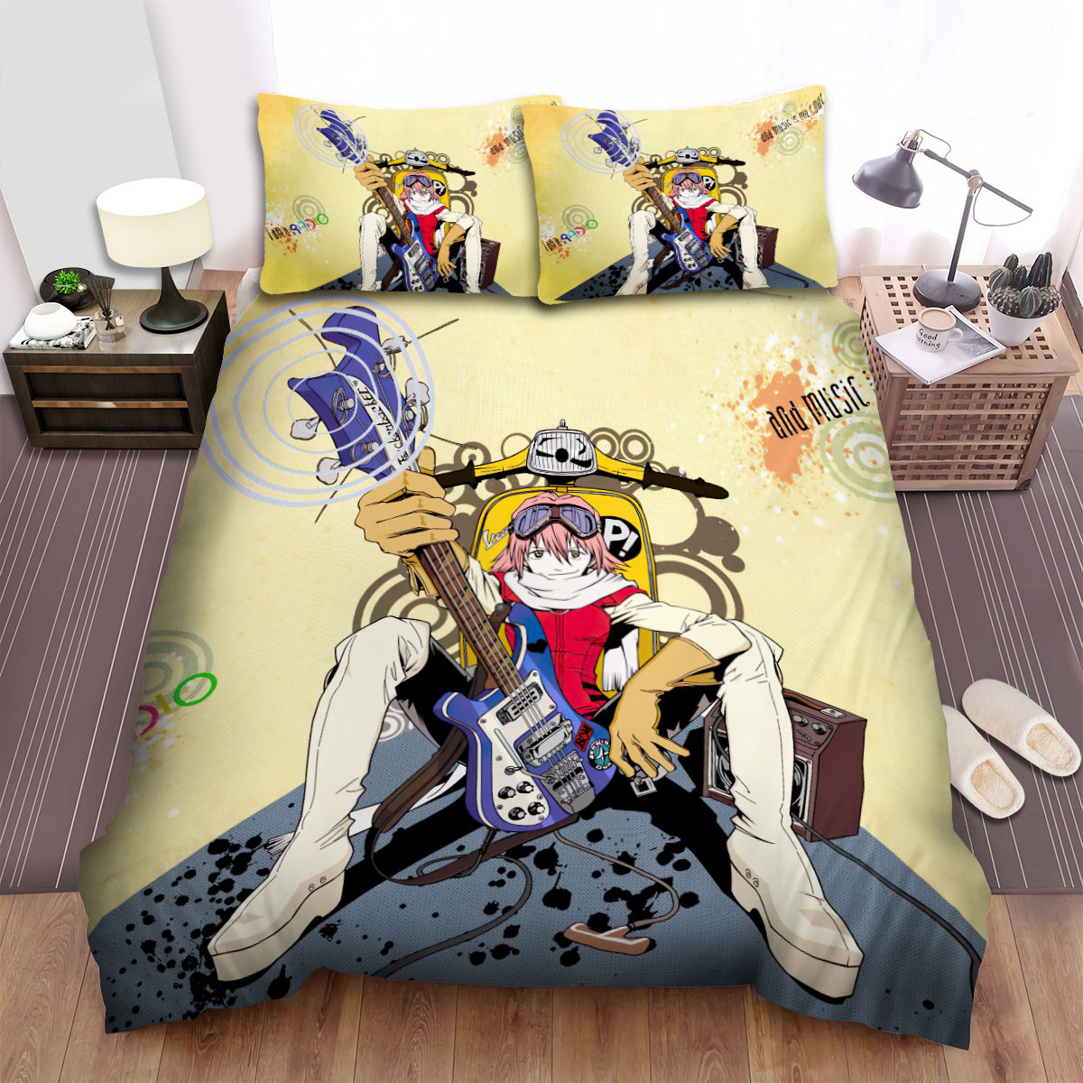 flcl haruko haruhara electric guitar bed sheets spread comforter duvet cover bedding sets mz908