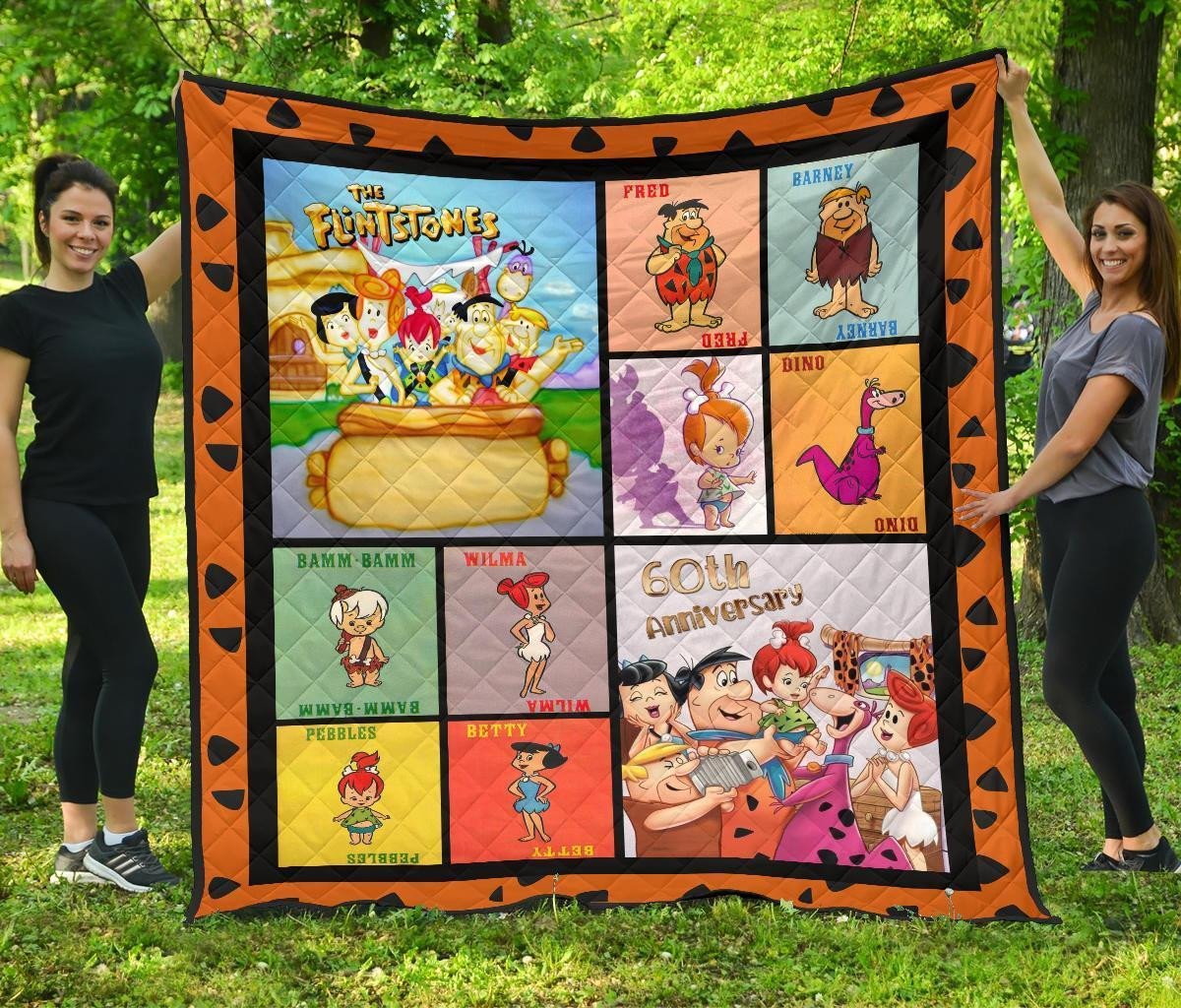 flintstone 60th anniversary quilt blanket cartoon fan gift sun6j