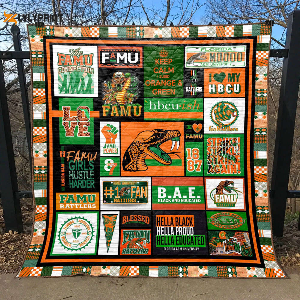 florida a m rattlers 3 quilt blanket for fans home decor gift 1 1