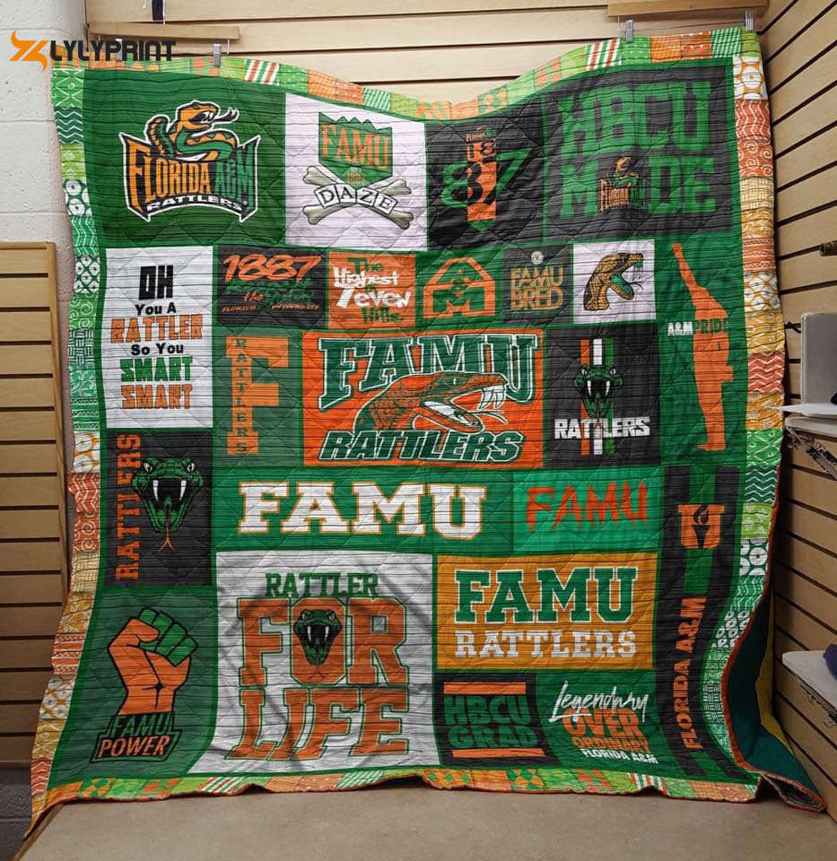 florida a m rattlers quilt blanket for fans home decor gift 1 3