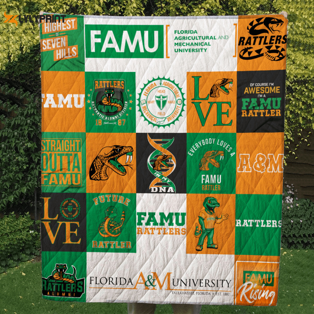 florida a m rattlers quilt blanket for fans home decor gift 2c