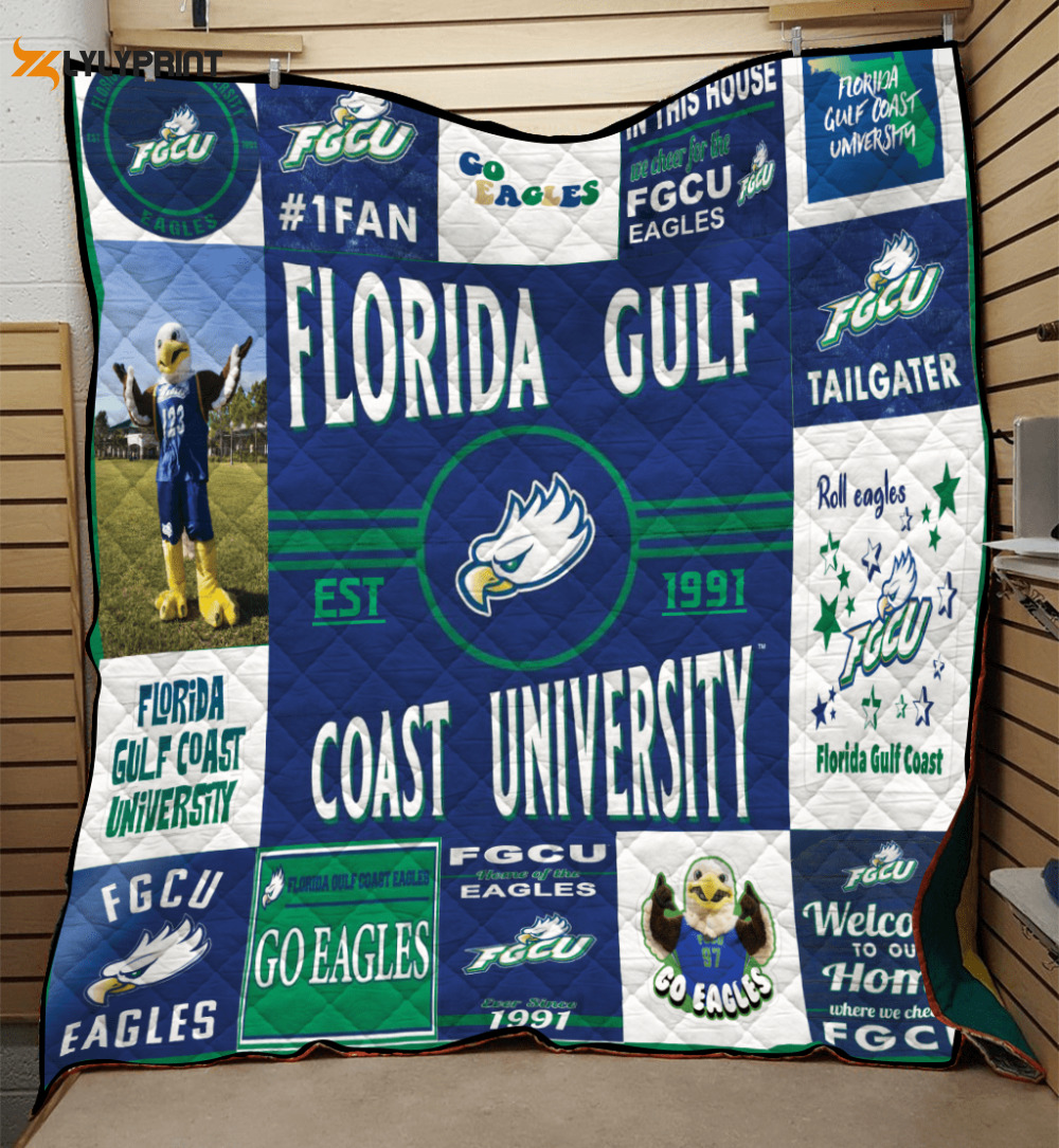 florida gulf coast eagles quilt blanket for fans home decor gift 2a