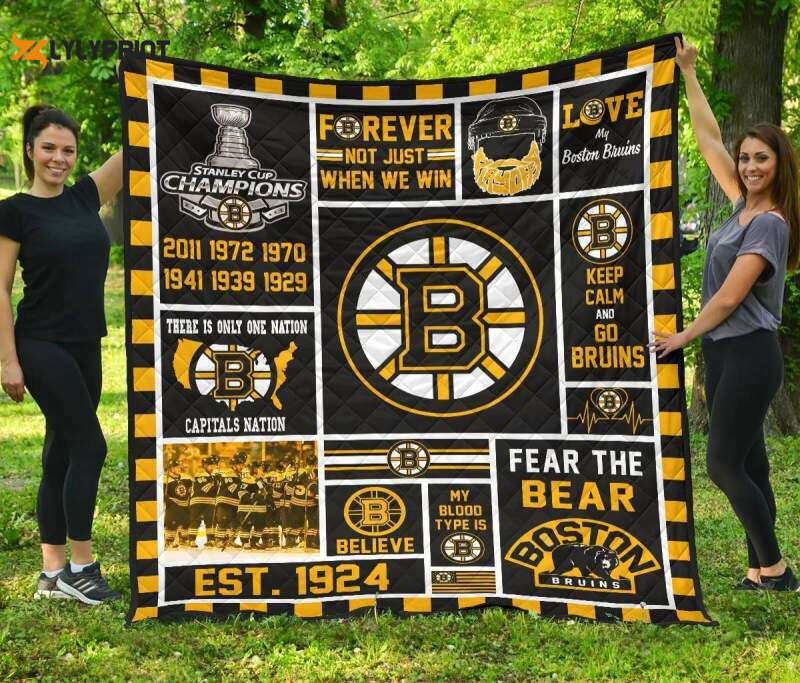 forever boston bruins fear the bear quilt blanket