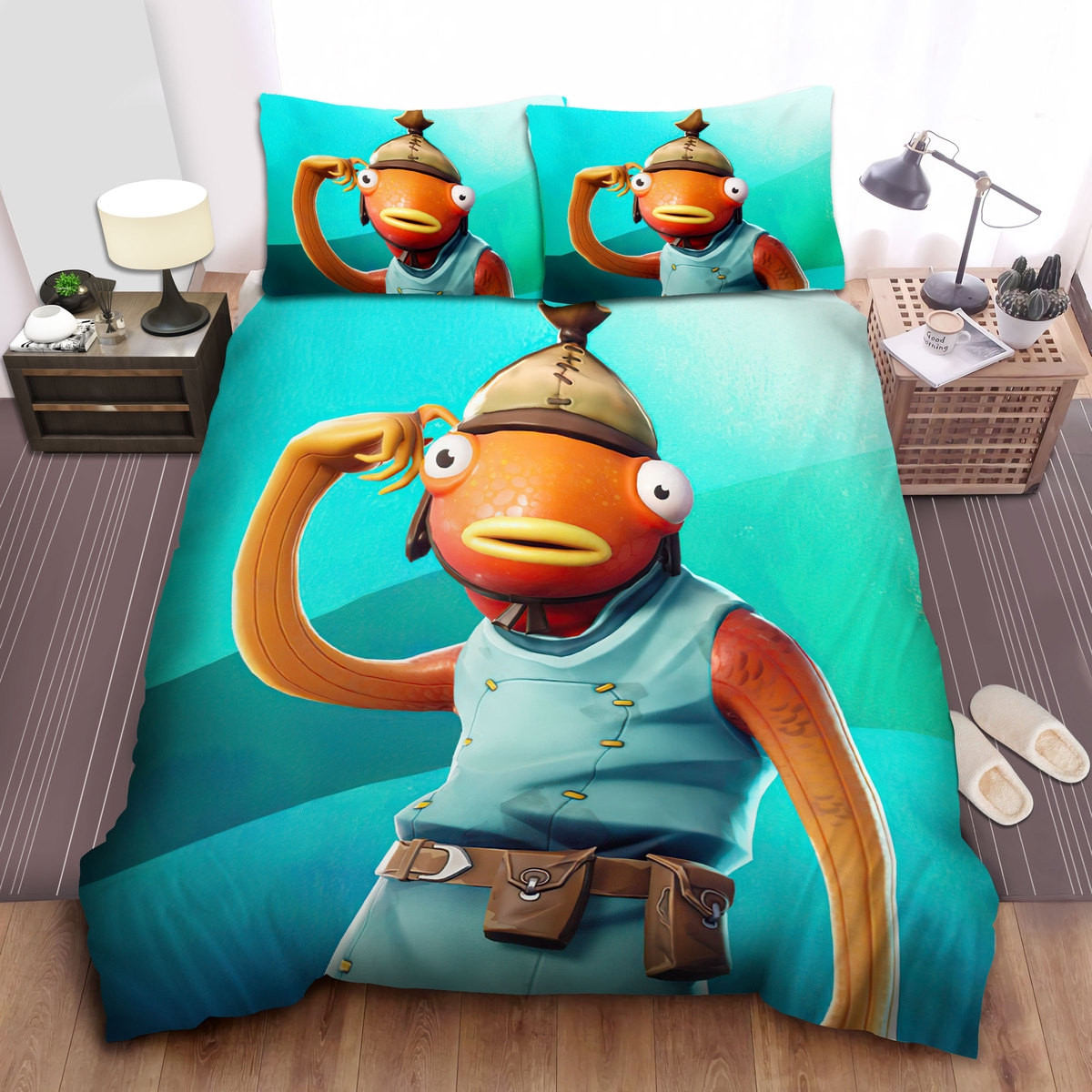 fortnite fishstick skin portrait duvet cover bedroom sets comfortable bedding sets yu1id