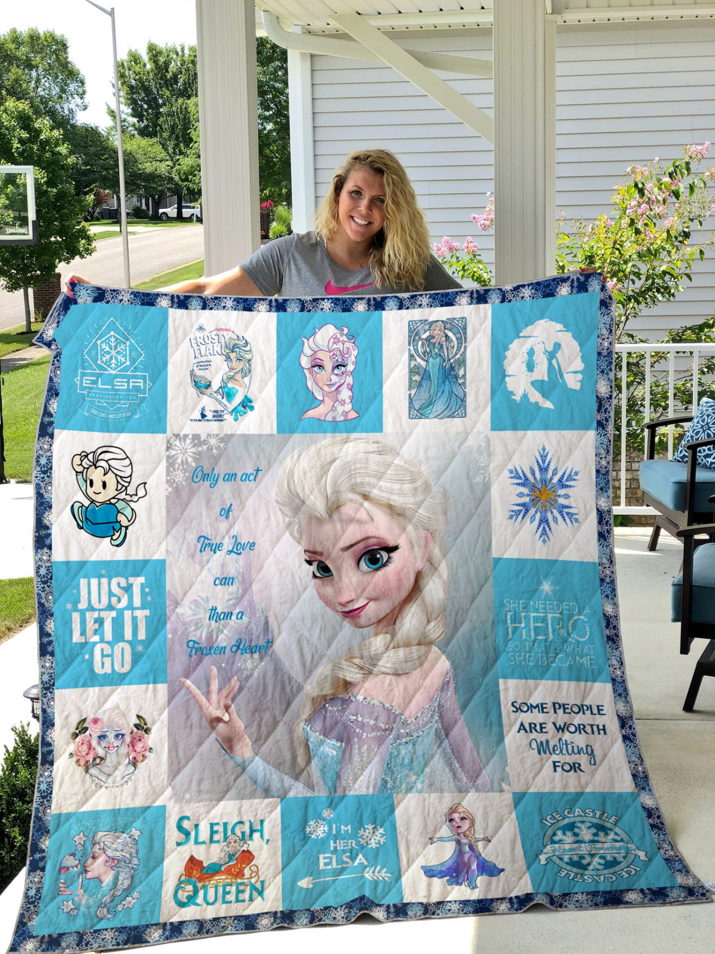 frozen elsa just let it go quilt blanket 0341