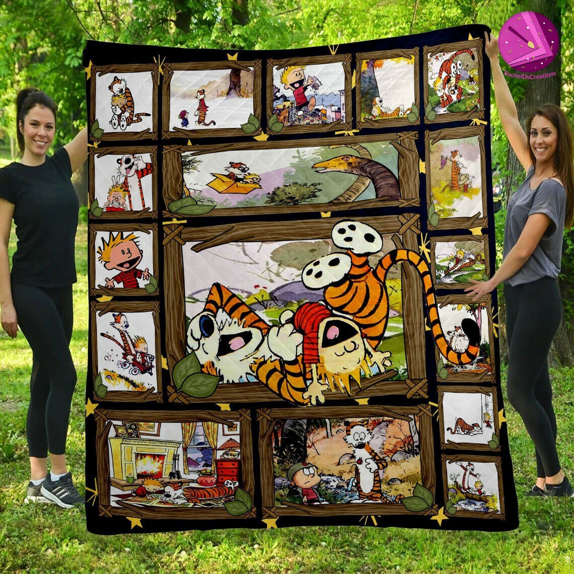 funny calvin and hobbes cartoon fleece blanket 3zxv0