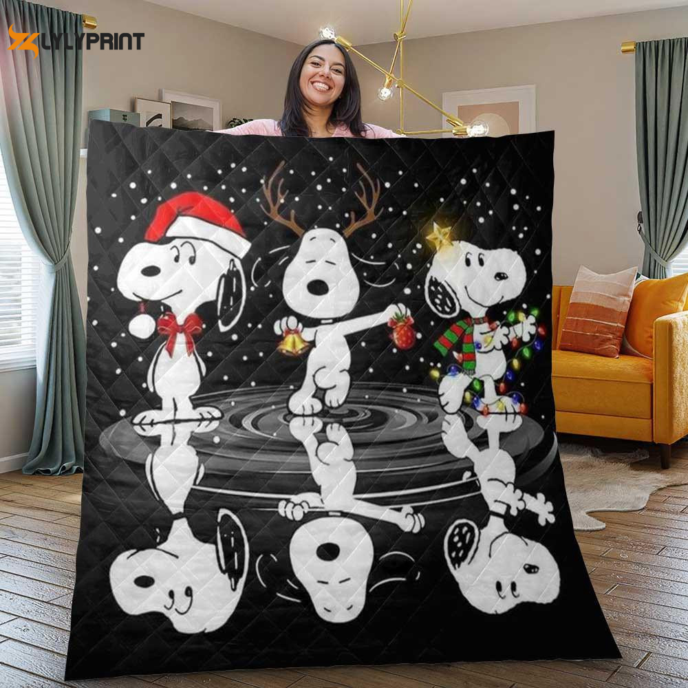 funny snoopy quilt blanket gift for fan christmas gift peanuts snoopy merry christmas quilt blanket