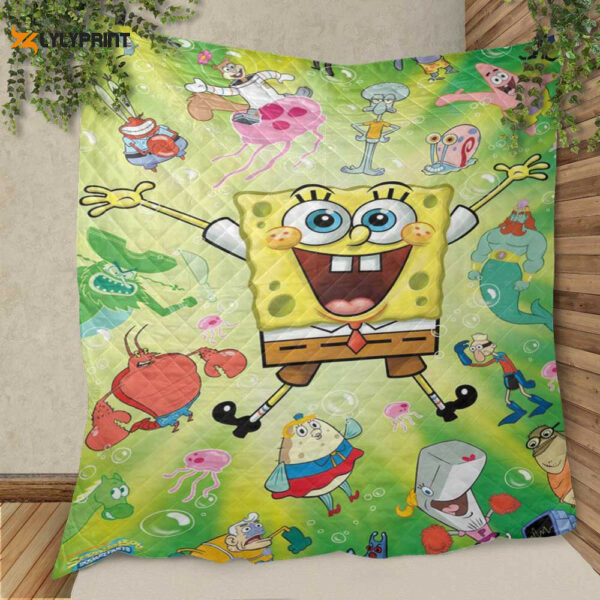 funny spongebob with friend cartoon gifts lover quilt blanket spongebob quilt blanket 42