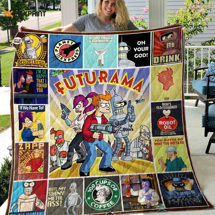 futurama quilt blanket for fans home decor gift 2a