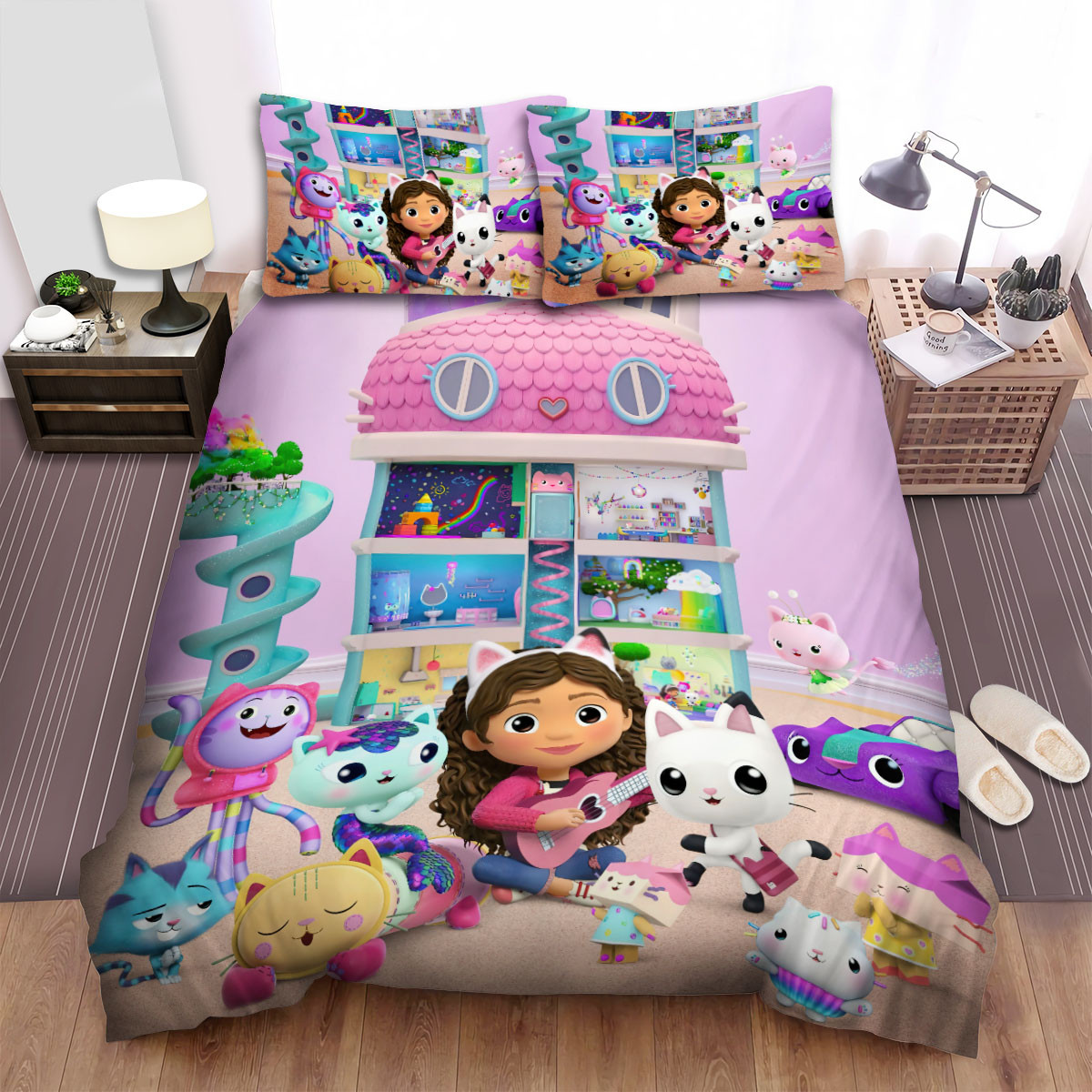 gabbys dollhouse bedding sets poster bed sheets duvet cover spread zhqrd