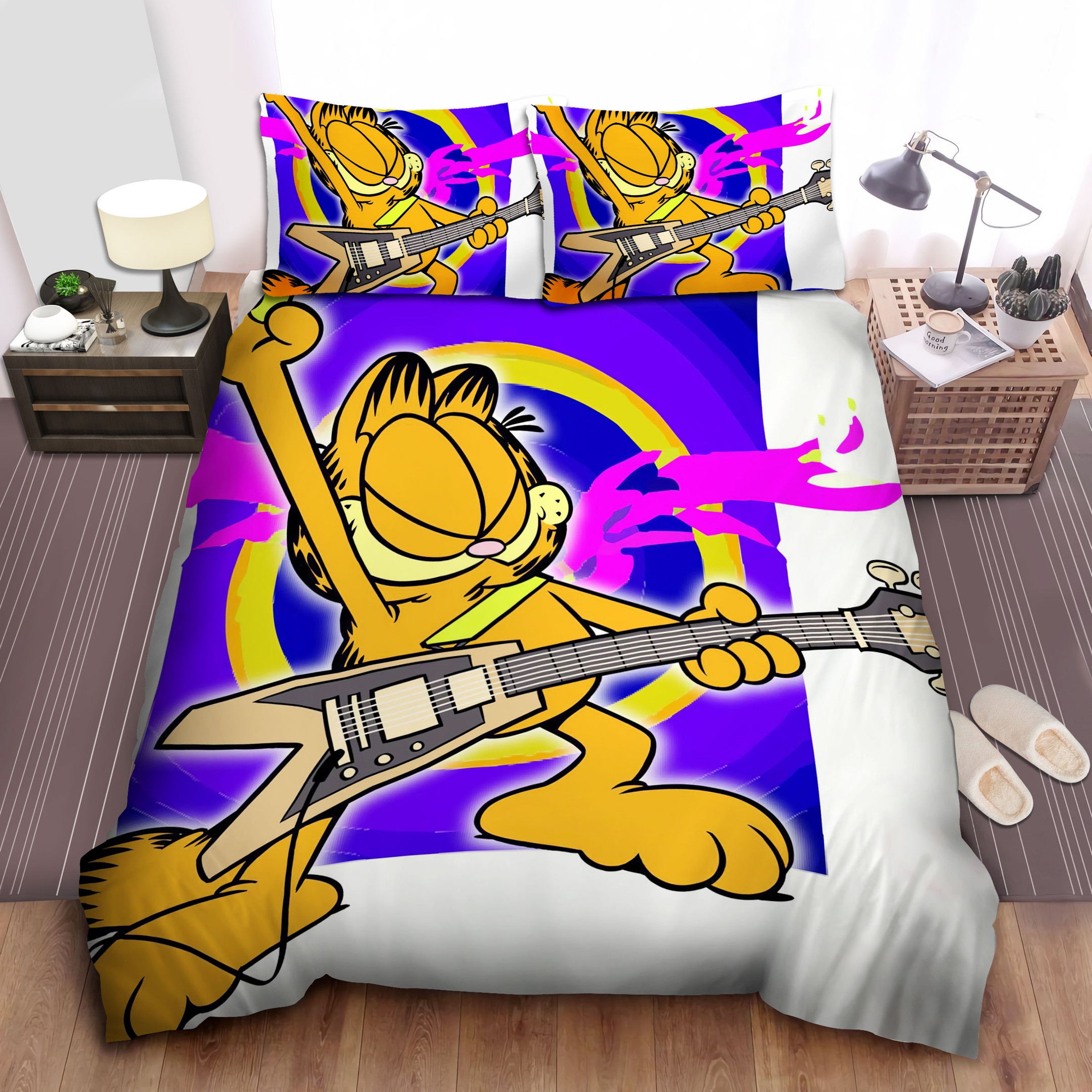 garfield playing rock n roll electric guitar bed sheets spread comforter duvet cover bedding sets ocdma