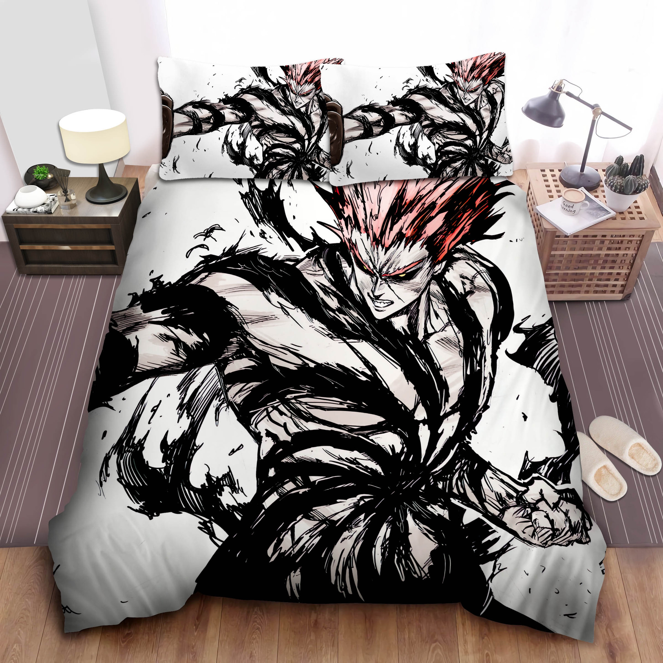 garou in one punch man cool art bed sheet spread comforter duvet cover bedding sets mx28n