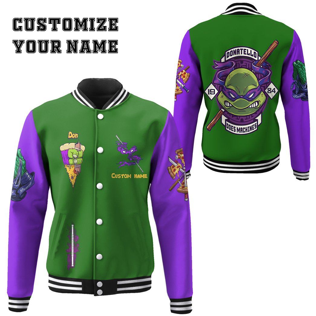 gearhuman 3d donatello tmnt don donnie cosplay custom baseball jacket gv18014 baseball jacket baseball jacket xs 716681