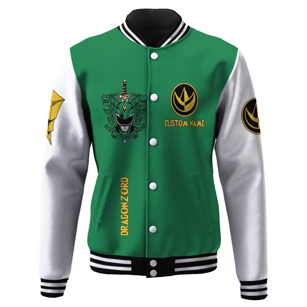 gearhuman 3d mighty morphin power ranger green custom name baseball jacket gk200110 baseball jacket 281140