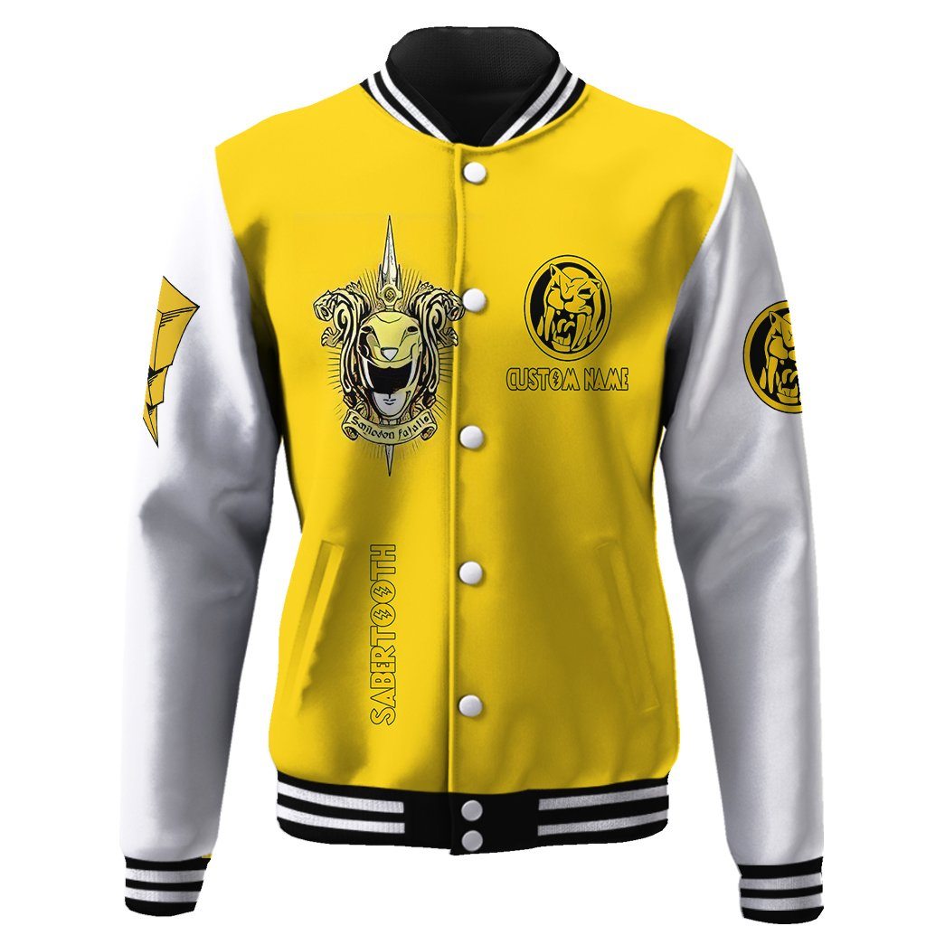 gearhuman 3d mighty morphin power ranger yellow custom name baseball jacket gk200113 baseball jacket baseball jacket xs 920393