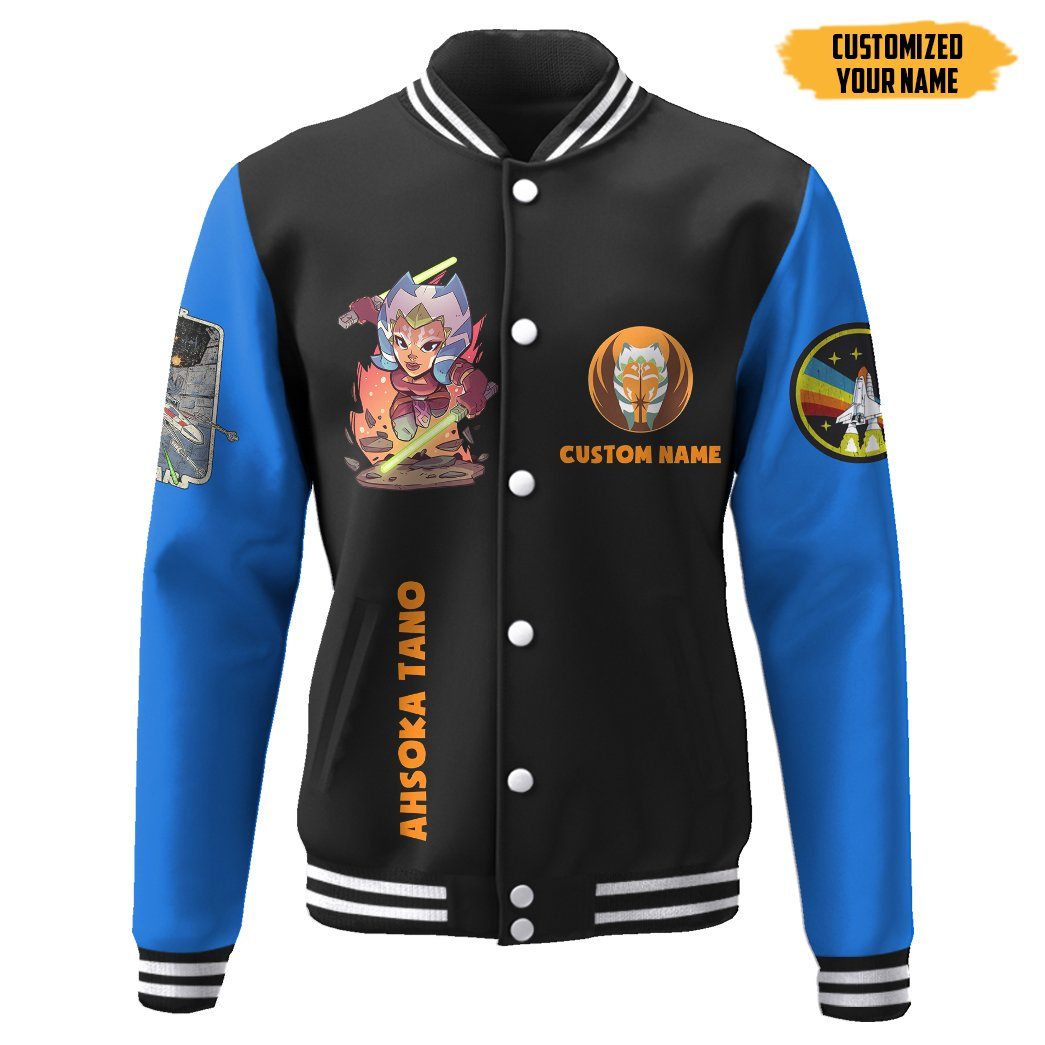 gearhuman 3d star wars ahsoka tano custom name baseball jacket gk210150 baseball jacket baseball jacket xs 627619