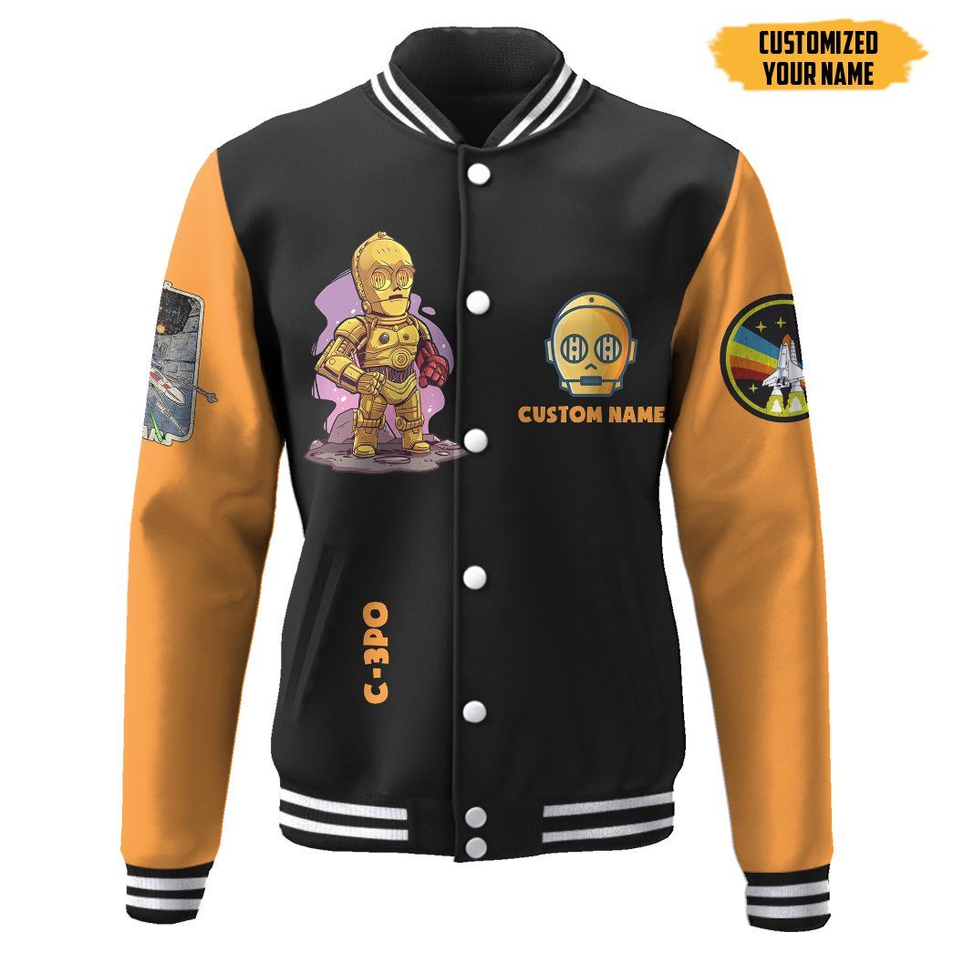 gearhuman 3d star wars c3po custom name baseball jacket gk210137 baseball jacket baseball jacket xs 199560