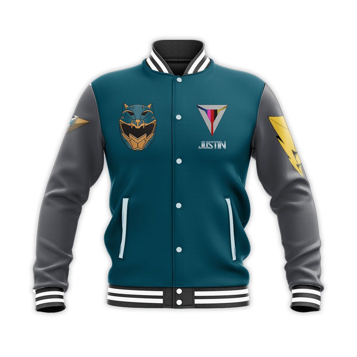 gearhumans 3d power rangers hyperforce fenrir custom name baseball jacket gw09043 baseball jacket baseball jacket s 736951