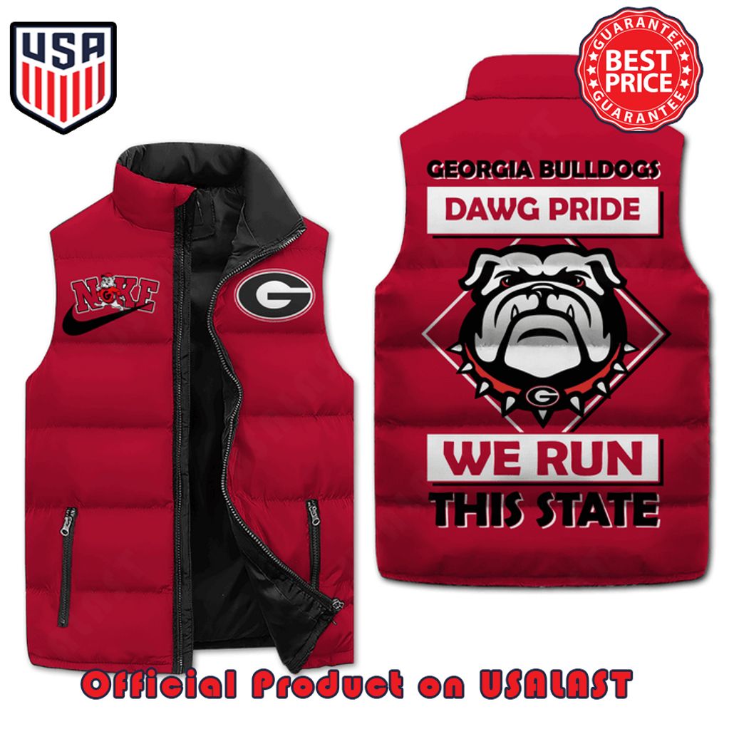 georgia bulldogs dawg pride we run this state puffer sleeveless jacket 1 cfOOR