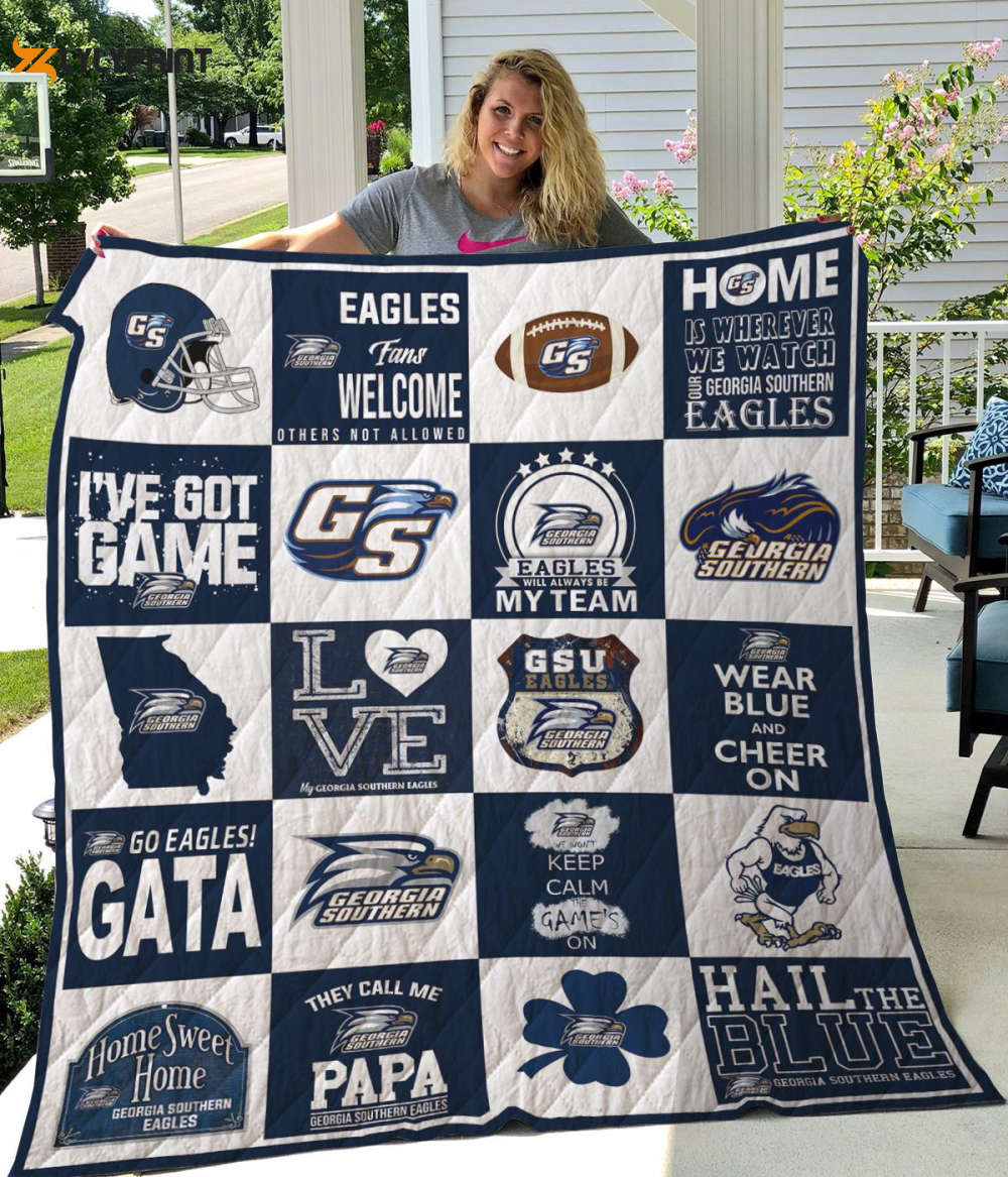 georgia southern eagles 2 quilt blanket for fans home decor gift