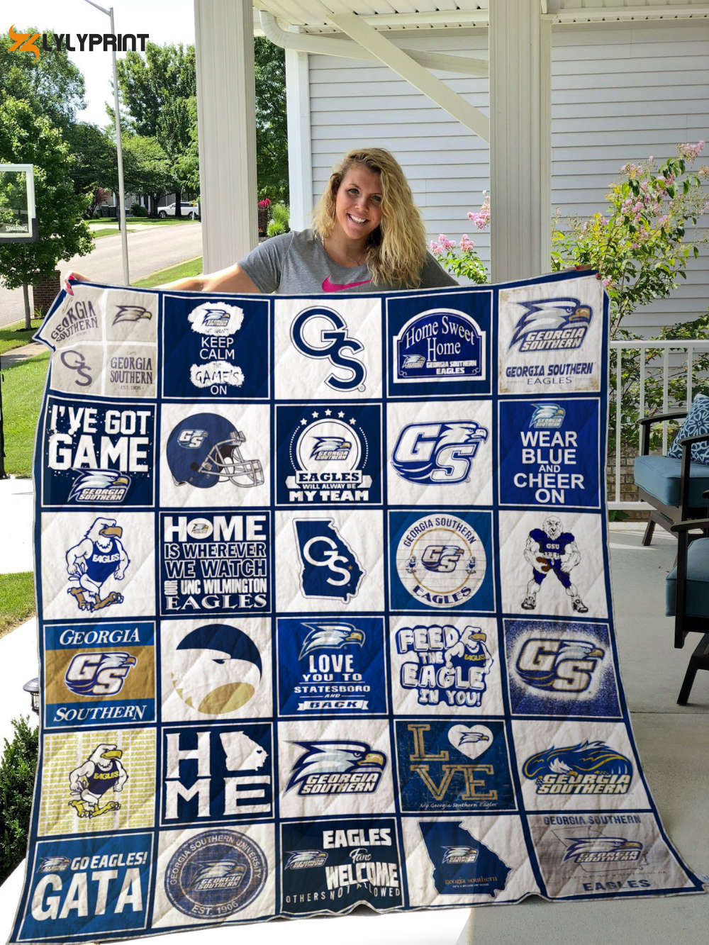 georgia southern eagles 4 quilt blanket for fans home decor gift 3