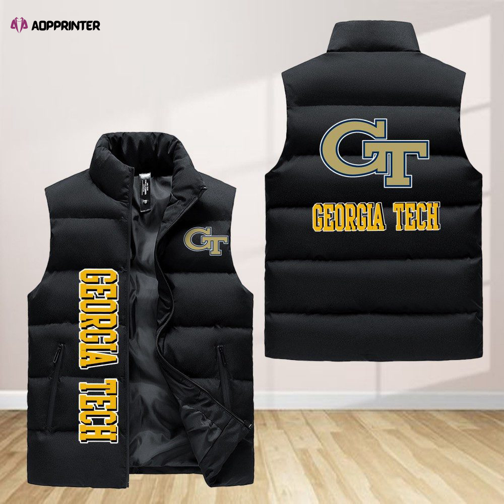 georgia tech yellow jackets sleeveless puffer jacket custom for fans gifts