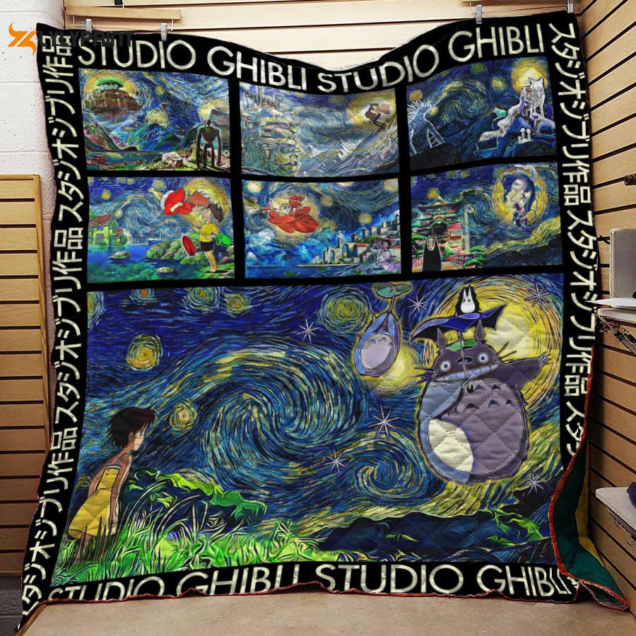 ghibli starry night for fans 3d customized quilt blanket