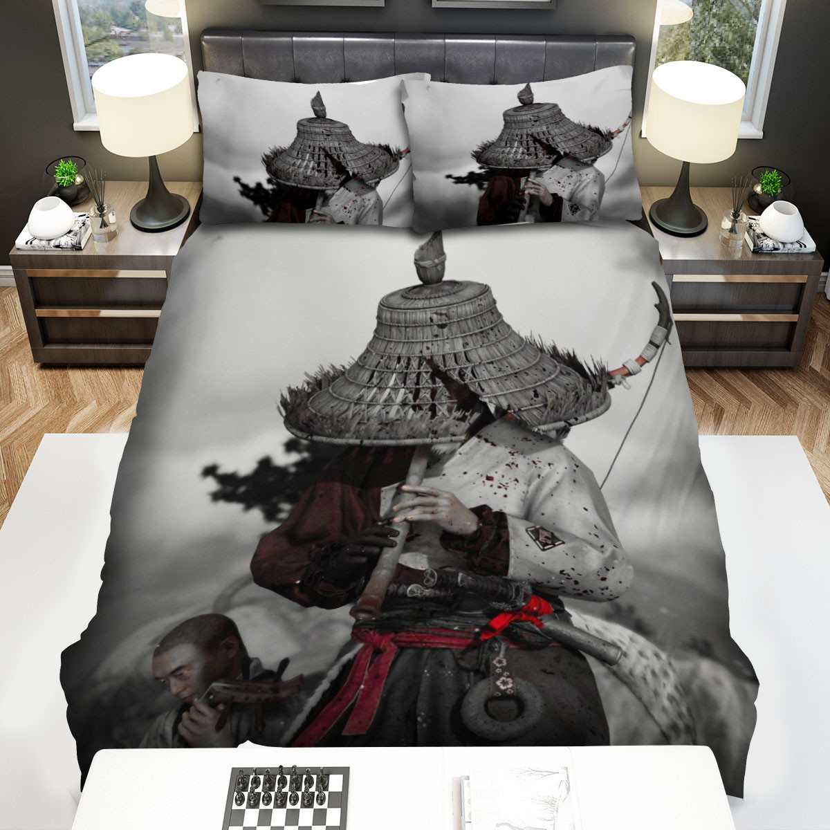 ghost of tsushima characters playing the flute bed sheets spread comforter duvet cover bedding sets aj6ct