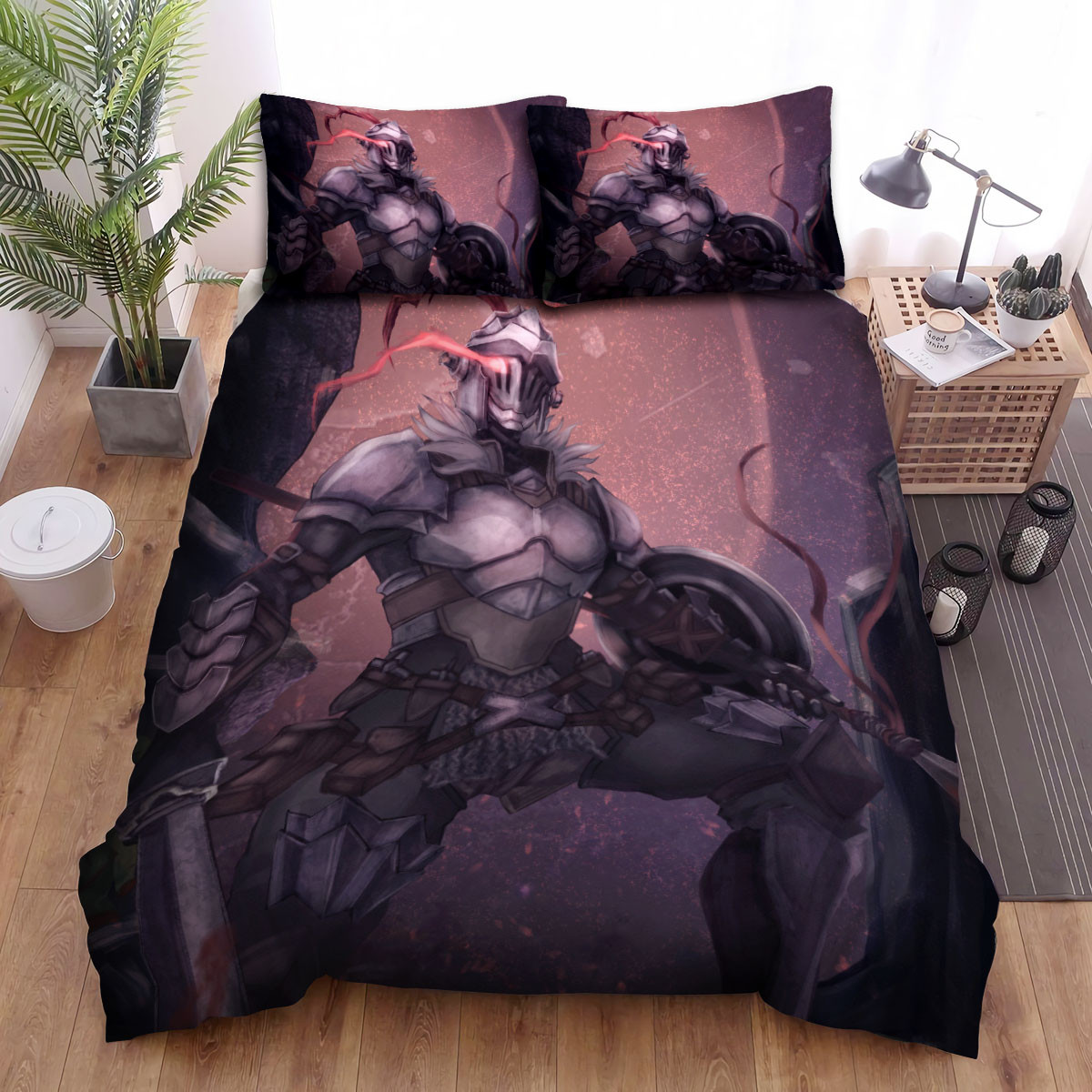 goblin slayer with bloody sword artwork bed sheets spread duvet cover bedding sets skgwj