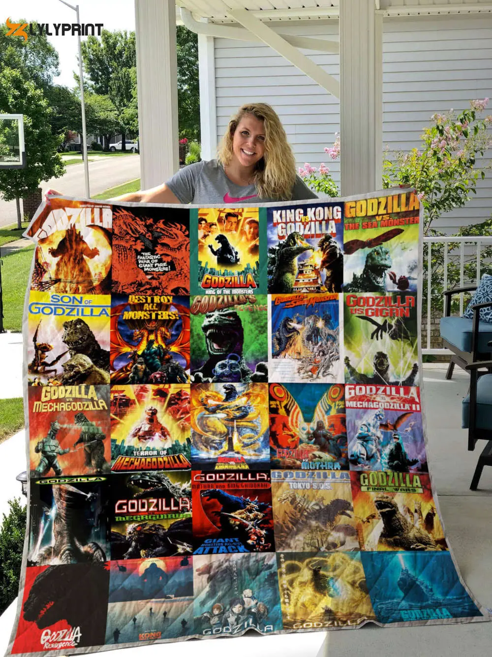 godzilla quilt blanket for fans home decor gift