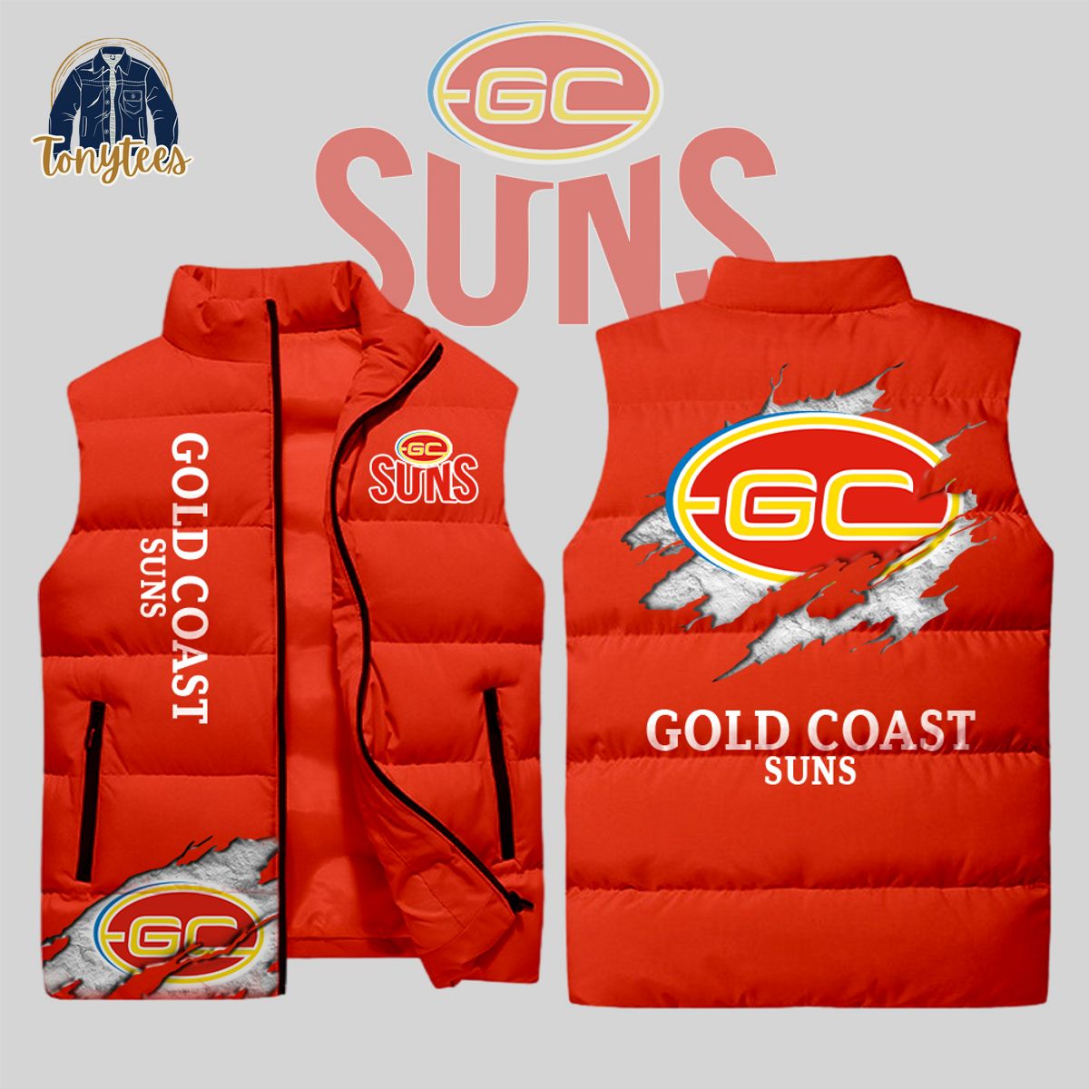 gold coast football club suns afl sleeveless jacket 1 lmg71