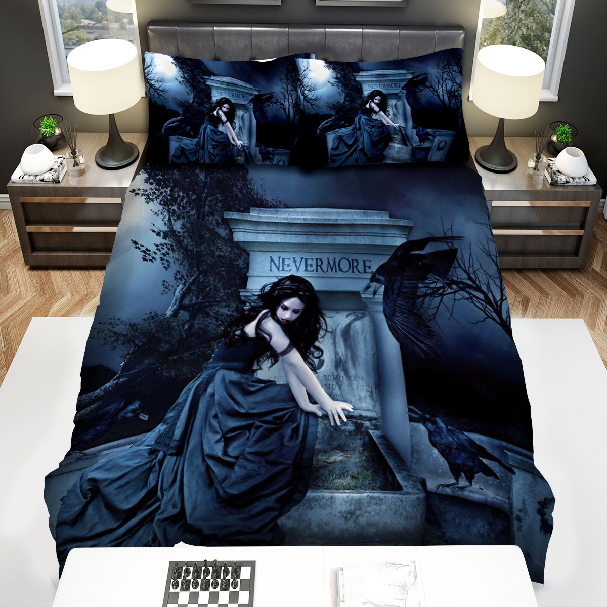 gothic girl with ravens on grave duvet cover bedroom sets comfortable bedding sets jbiqt