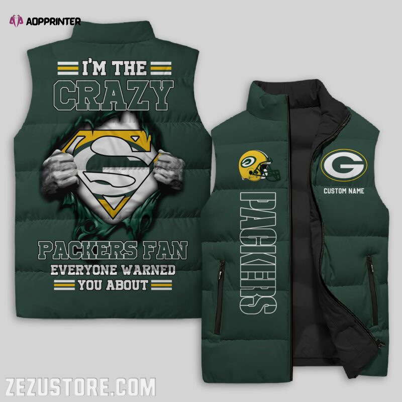 green bay packers nfl sleeveless puffer jacket custom for fans gifts