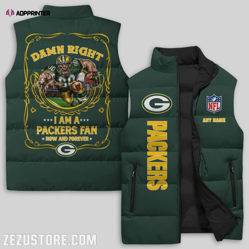 green bay packers nfl sleeveless puffer jacket custom for fans spj2332