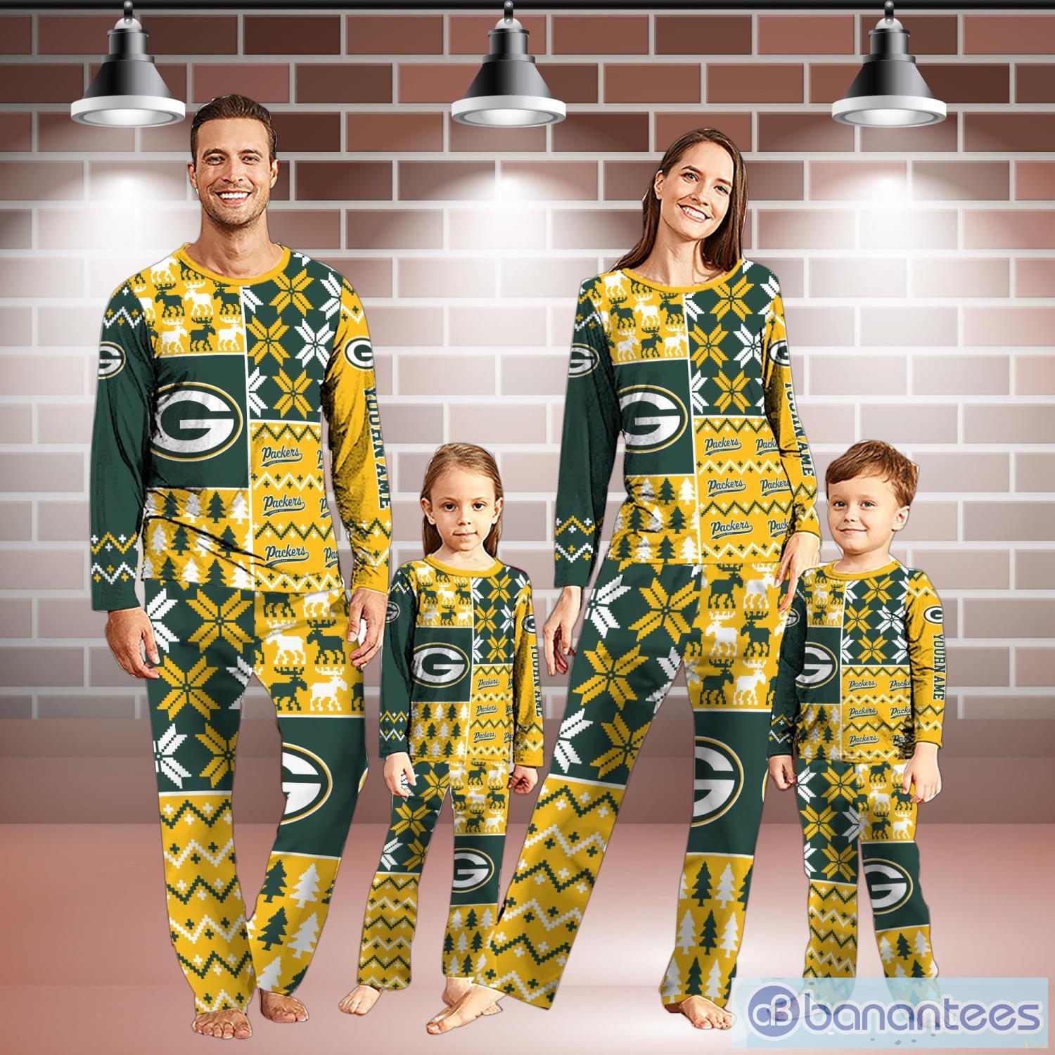 green bay packers pajamas set christmas snowflake pattern pajamas christmas gift for family