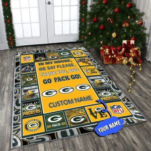 green bay packers personalized premium rectangle rug 26 weei8