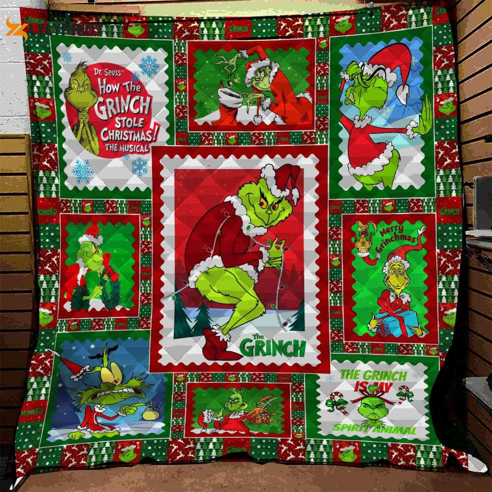 grinch a quilt blanket for fans home decor gift 1