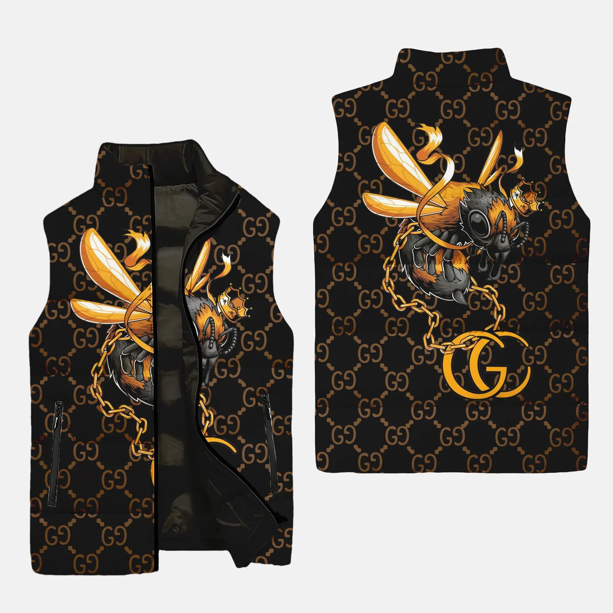 gucci bee black type 2 luxury brand 3d sleeveless puffer jacket 20240110053332945