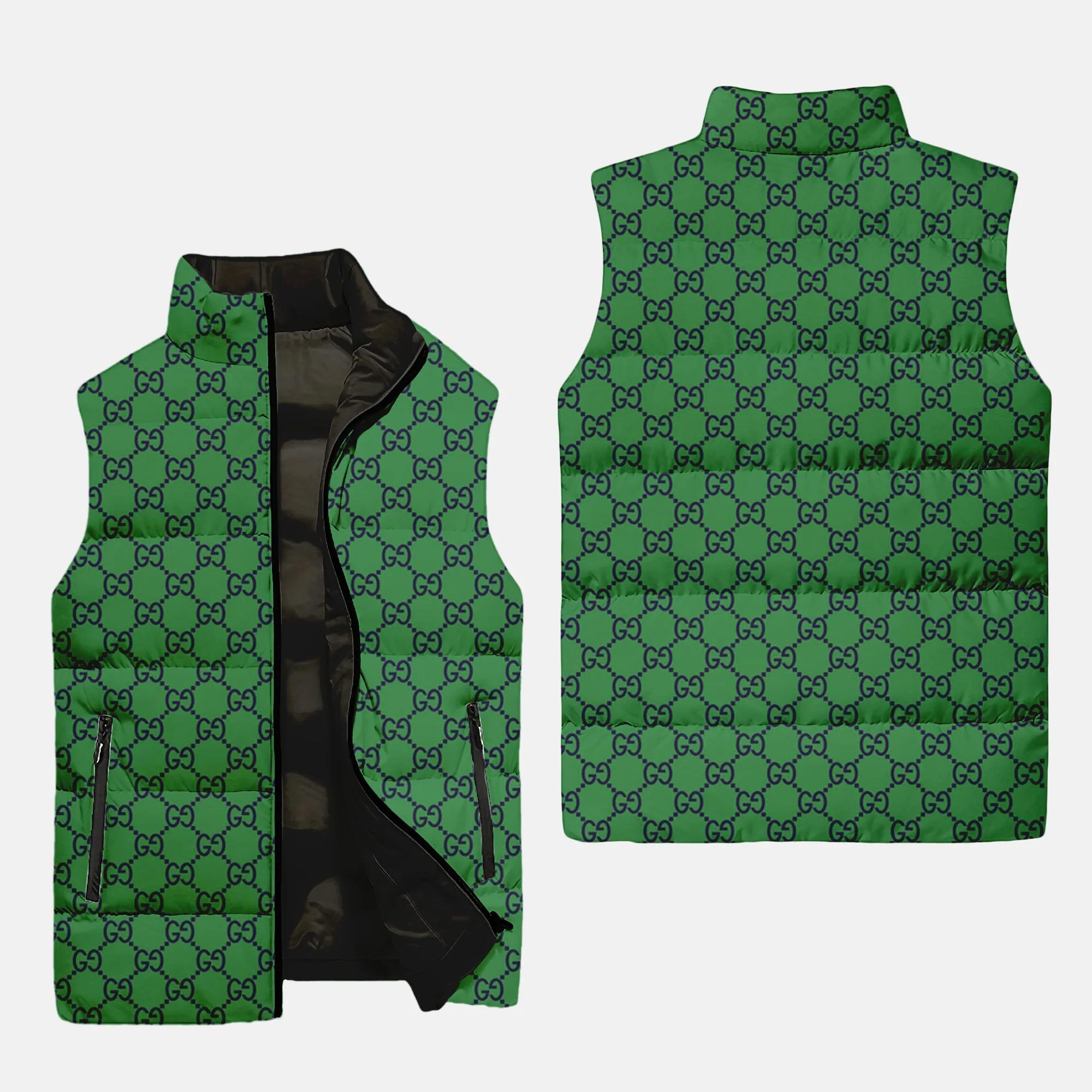 gucci green luxury brand 3d sleeveless puffer jacket 20240110053324201